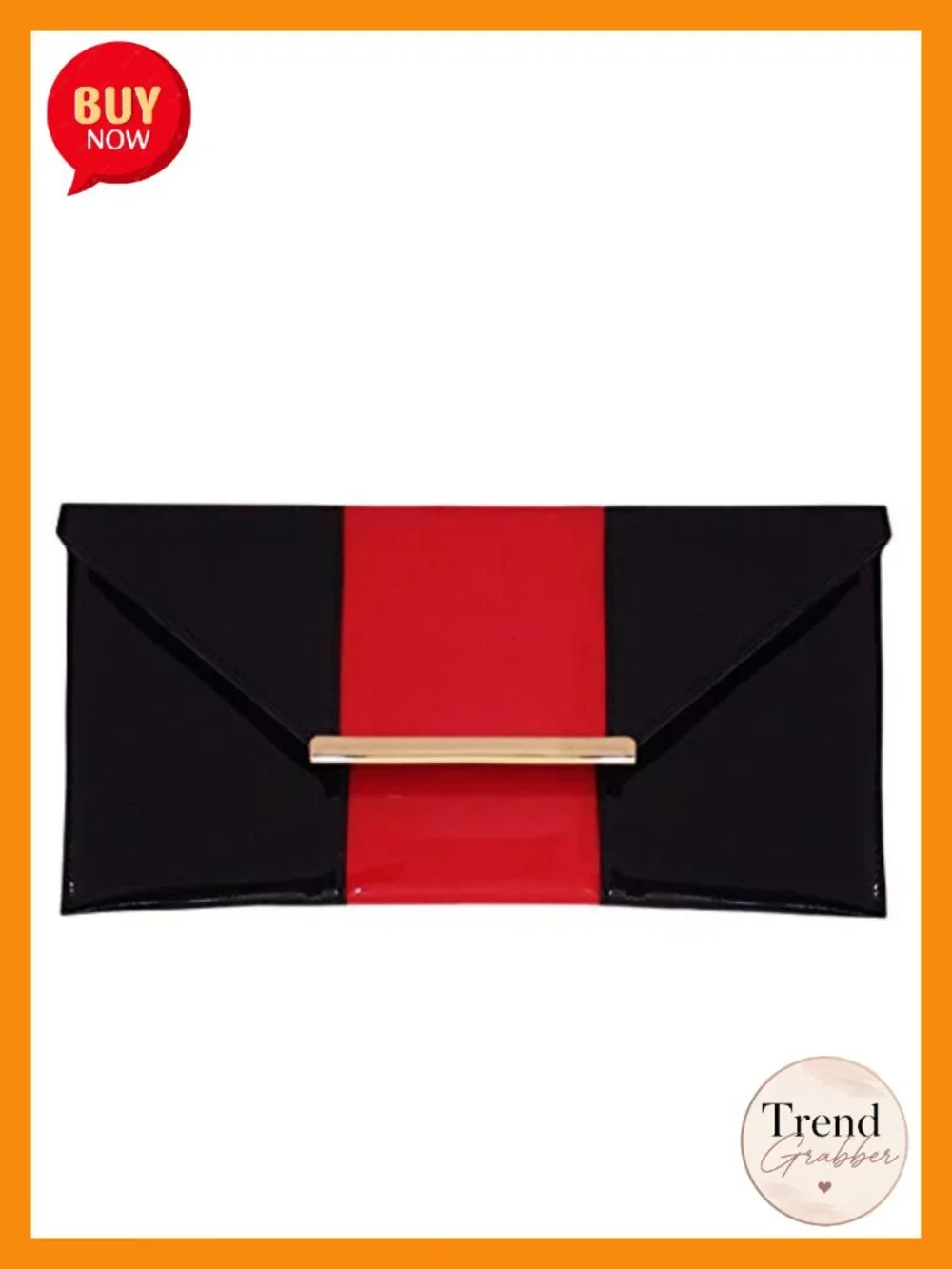 Patent Color Block Envelope Clutch with Detachable Chain